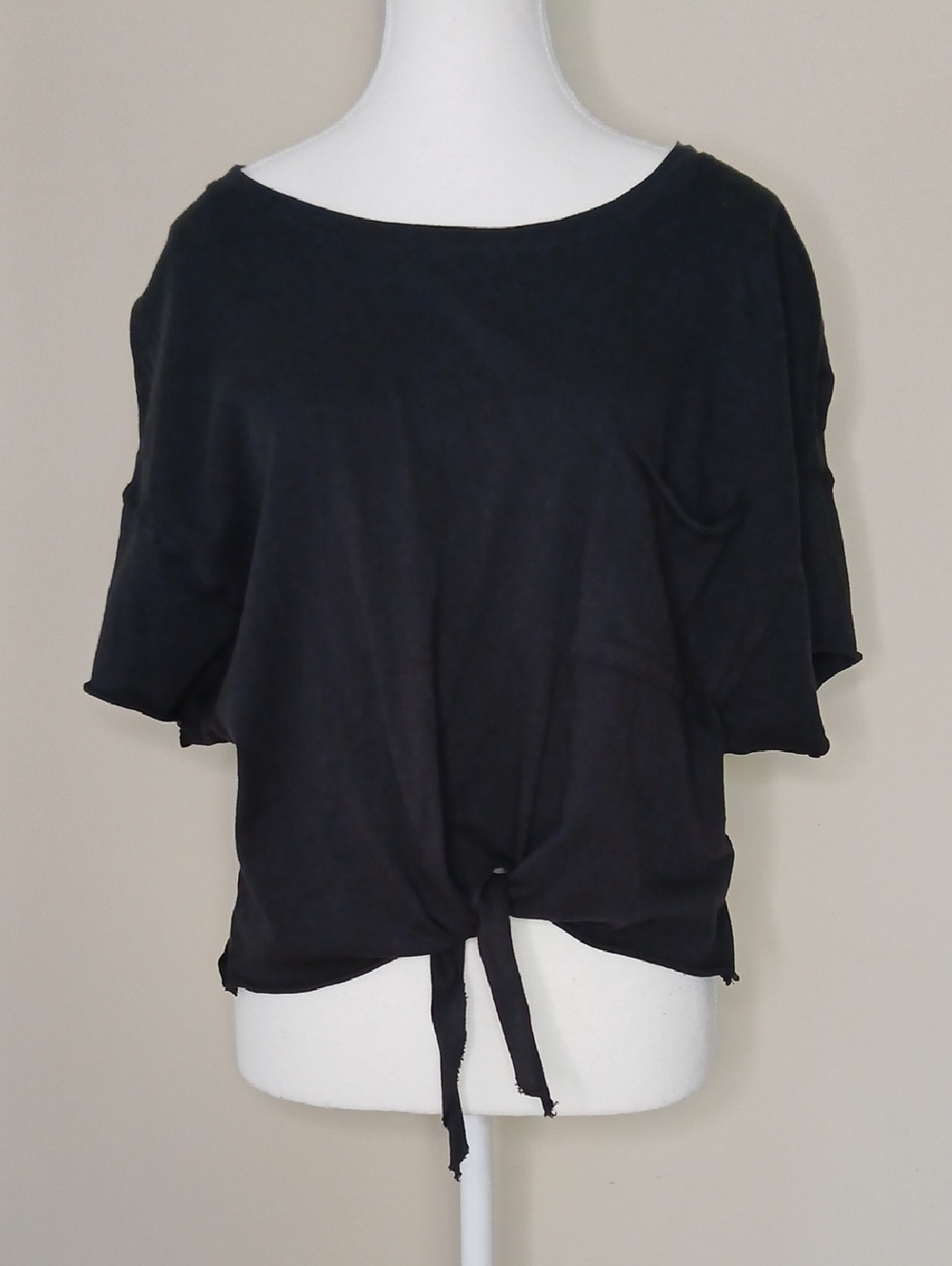 Aerie Offline Tie Front Hem Cropped Boxy Short Sleeve Tee Size Medium